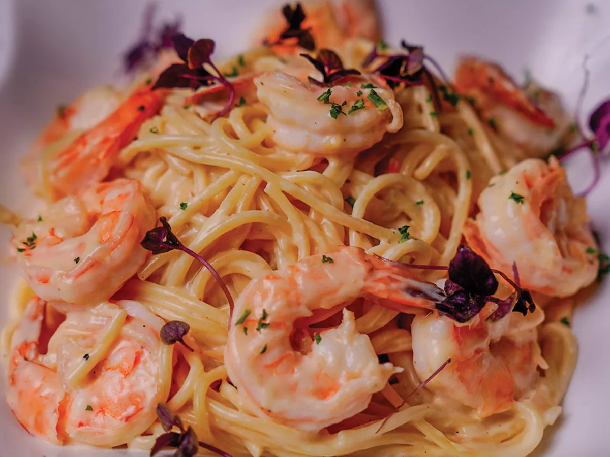 Pasta con camarones